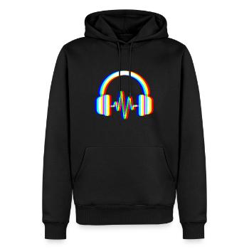 Glitch Headphones – Sound Waves - Men’s Premium Organic Hoodie - black - Front - Nico (187cm)