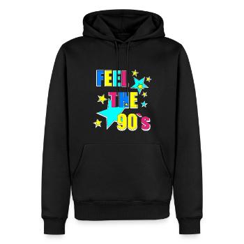 Ressentez les années 90 - Sweat à capuche Premium bio Homme - noir - Devant - Nico (187cm)