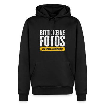 Bitte keine Fotos, bin krank geschrieben - Männer Premium Bio Hoodie - Schwarz - Vorne - Nico (187cm)