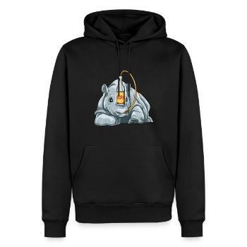 Lustiges Nashorn mit Korn - Männer Premium Bio Hoodie - Schwarz - Vorne - Nico (187cm)