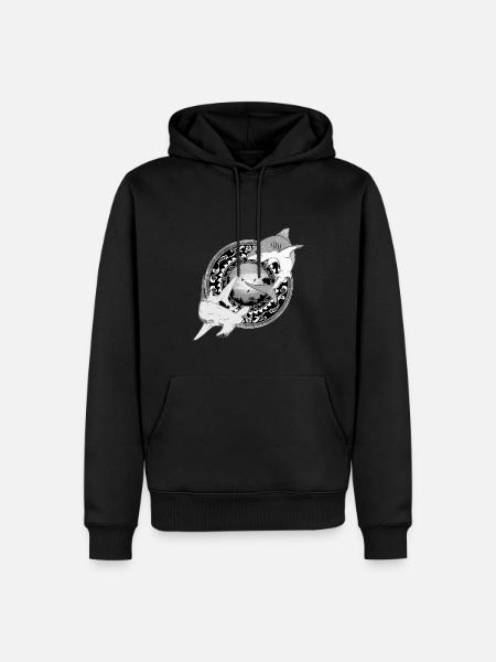 Hammerhead Great White Shark Hawaiian - Men’s Premium Organic Hoodie - black