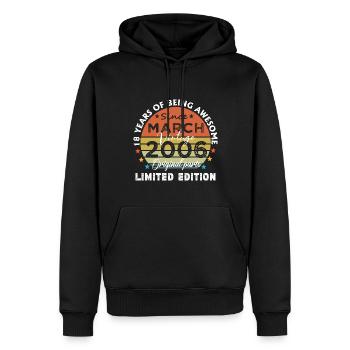 18 Years Old Made In 2006 Vintage March 2006 - Men’s Premium Organic Hoodie - black - Front - Nico (187cm)