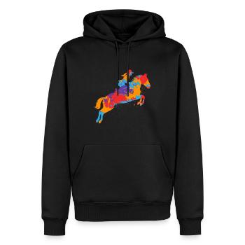 Pferd reiten bunter Reiter Kinder Mädchen Pferde - Männer Premium Bio Hoodie - Schwarz - Vorne - Nico (187cm)