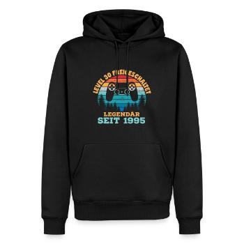 Level 30 Freigeschaltet – Legendär seit 1995 - Männer Premium Bio Hoodie - Schwarz - Vorne - Nico (187cm)