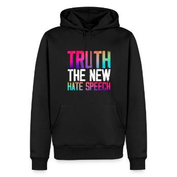 Truth the New Hate Speech - Männer Premium Bio Hoodie - Schwarz - Vorne - Nico (187cm)