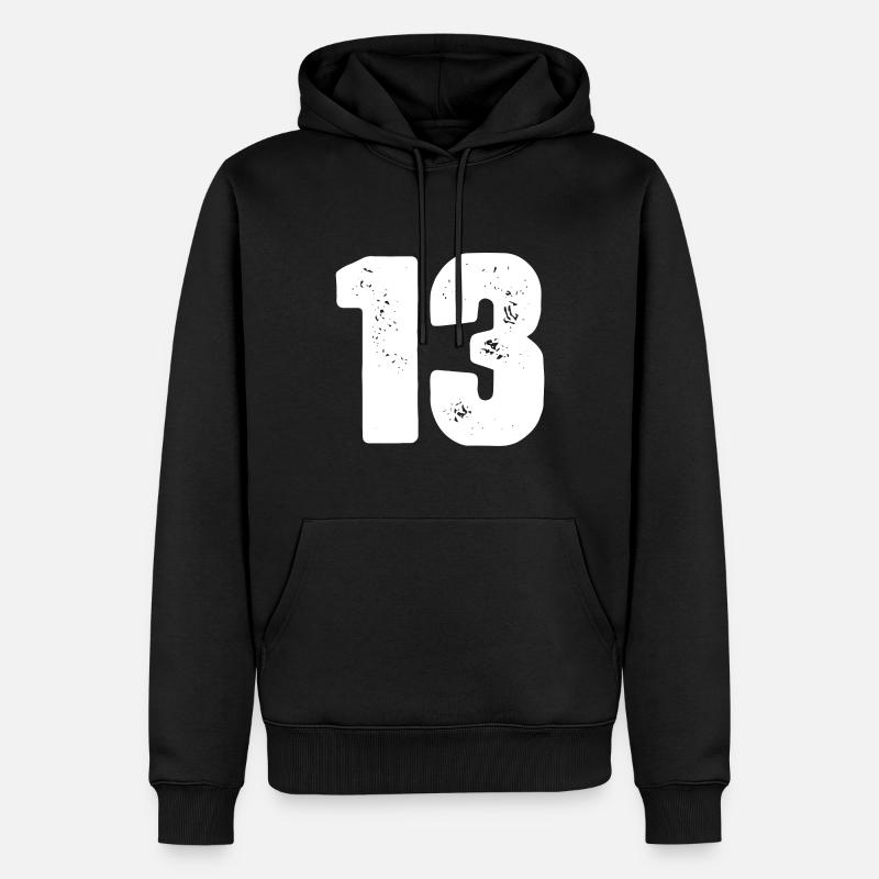 13 Maillot numéro - Sweat à capuche Premium bio Homme - noir