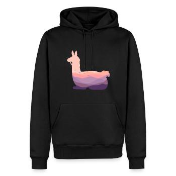 Lama - Männer Premium Bio Hoodie - Schwarz - Vorne - Nico (187cm)