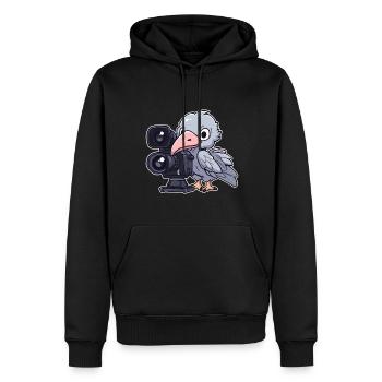 Photographie de bec-de-chaussure - Sweat à capuche Premium bio Homme - noir - Devant - Nico (187cm)