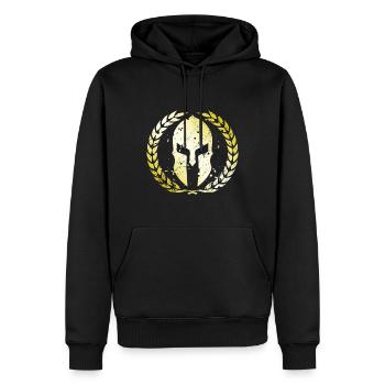 Sparta Helm Gold Mythologie Krieger Gladiator - Männer Premium Bio Hoodie - Schwarz - Vorne - Nico (187cm)