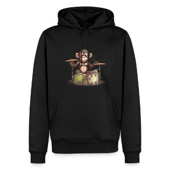 Affe Schlagzeug Trommeln - Männer Premium Bio Hoodie - Schwarz - Vorne - Nico (187cm)