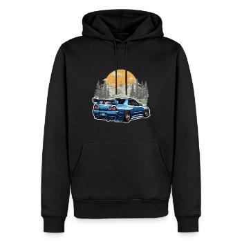 Jdm / Tuning / Turbolader / Felgen / Chiptuning - Männer Premium Bio Hoodie - Schwarz - Vorne - Nico (187cm)