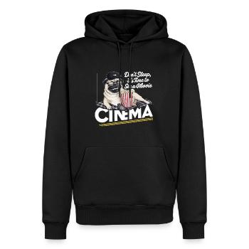 Mops Hundehalter Mops Liebe Kino Popcorn - Männer Premium Bio Hoodie - Schwarz - Vorne - Nico (187cm)