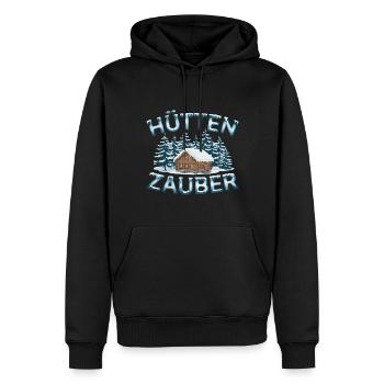Hüttenzauber Hütte in den Bergen Berge Winter - Männer Premium Bio Hoodie - Schwarz - Vorne - Nico (187cm)