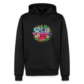 Aloha Blume für einen Hawaii-Liebhaber und Surfer - Männer Premium Bio Hoodie - Schwarz - Vorne - Nico (187cm)