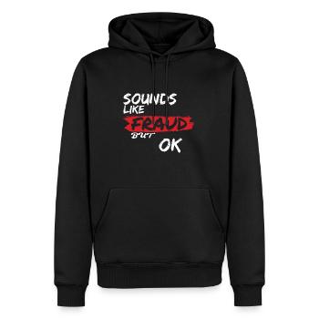Klingt nach Betrug, aber ok - Männer Premium Bio Hoodie - Schwarz - Vorne - Nico (187cm)