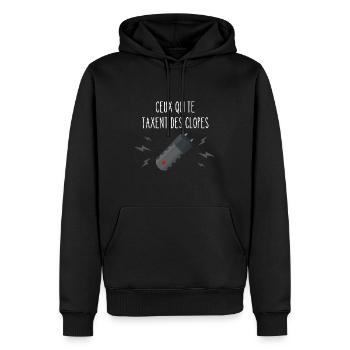 ceux qui taxent des clopes - Sweat à capuche Premium bio Homme - noir - Devant - Nico (187cm)