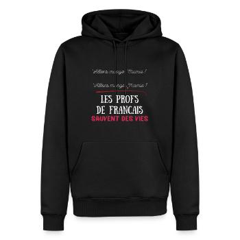 Les profs de français sauvent des vies HUMOUR - Sweat à capuche Premium bio Homme - noir - Devant - Nico (187cm)