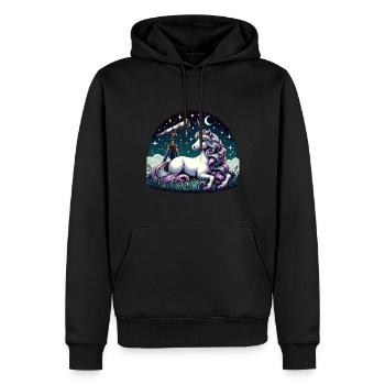 Mystische Einhorn-Sternschnuppe Sterne - Männer Premium Bio Hoodie - Schwarz - Vorne - Nico (187cm)