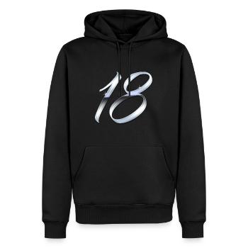 Argent 18 - Sweat à capuche Premium bio Homme - noir - Devant - Nico (187cm)