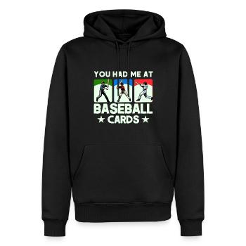 Carte de baseball Collection de cartes de sport Cadeau - Sweat à capuche Premium bio Homme - noir - Devant - Nico (187cm)