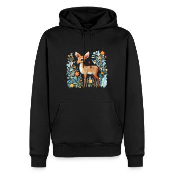 Reh Waldlandschaft Farn Hirsch für Naturfreunde - Männer Premium Bio Hoodie - Schwarz - Vorne - Nico (187cm)