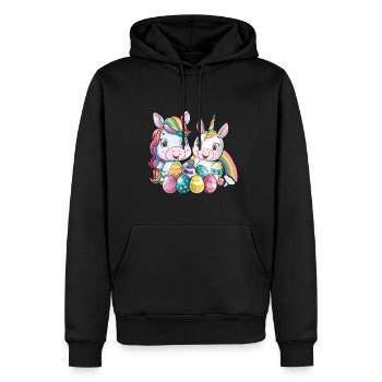 Einhorn Ostern für Kinder Regenbogen und Eier für - Männer Premium Bio Hoodie - Schwarz - Vorne - Nico (187cm)