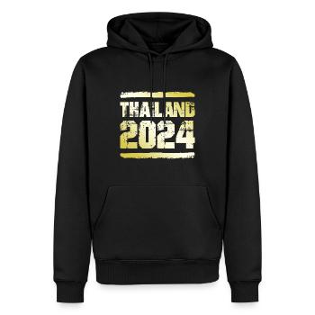 Thaïlande 2024 Médaille d’or - Sweat à capuche Premium bio Homme - noir - Devant - Nico (187cm)