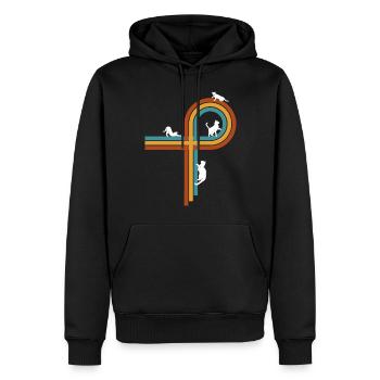 Retro vintage geometry - Men’s Premium Organic Hoodie - black - Front - Nico (187cm)