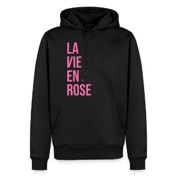 La Vie en Rose - Sweat à capuche Premium bio Homme - noir - Devant - Nico (187cm)