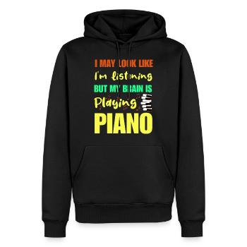 "My brain is playing piano" Klavier Piano Pianist - Männer Premium Bio Hoodie - Schwarz - Vorne - Nico (187cm)