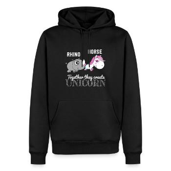 Idée de cadeau d'amour de rhin cheval mignon - Sweat à capuche Premium bio Homme - noir - Devant - Nico (187cm)