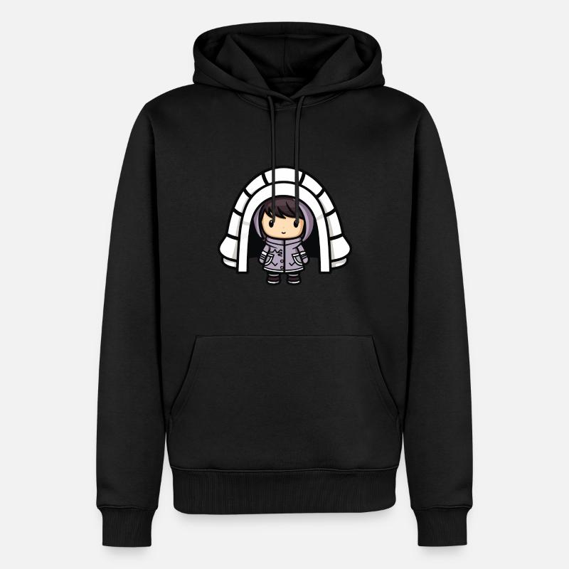 Bande dessinée d’hiver Eskimo Igloo - Sweat à capuche Premium bio Homme - noir
