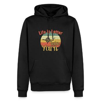 Life is better with Yarn / Häkeln - Men’s Premium Organic Hoodie - black - Front - Nico (187cm)