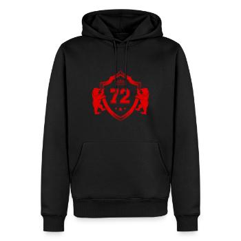 72 Zahl Wappen - Männer Premium Bio Hoodie - Schwarz - Vorne - Nico (187cm)