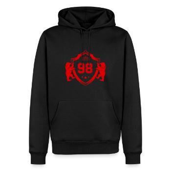 98 Numéro Armoiries - Sweat à capuche Premium bio Homme - noir - Devant - Nico (187cm)