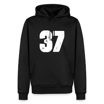 37 Numéro maillot - Sweat à capuche Premium bio Homme - noir - Devant - Nico (187cm)