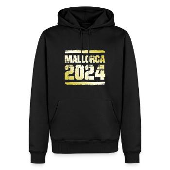 Mallorca 2024 Gold - Männer Premium Bio Hoodie - Schwarz - Vorne - Nico (187cm)