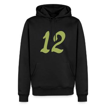 12 - Männer Premium Bio Hoodie - Schwarz - Vorne - Nico (187cm)