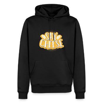 Käse - Männer Premium Bio Hoodie - Schwarz - Vorne - Nico (187cm)
