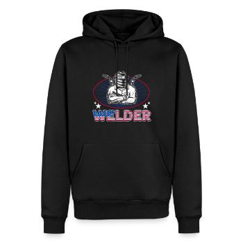 Soudeur SOUDEUR USA Cadeau patriotique - Sweat à capuche Premium bio Homme - noir - Devant - Nico (187cm)
