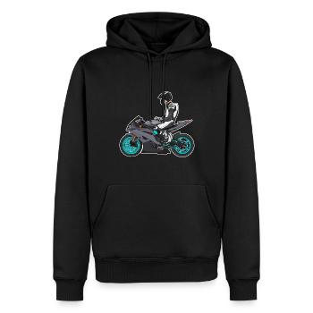Moto Lifestyle / Moto / Moto motard - Sweat à capuche Premium bio Homme - noir - Devant - Nico (187cm)