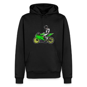 Moto Lifestyle / Moto / Moto motard - Sweat à capuche Premium bio Homme - noir - Devant - Nico (187cm)