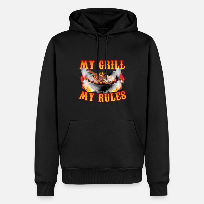My Grill My Rules - Grillades - Sweat à capuche Premium bio Homme - noir