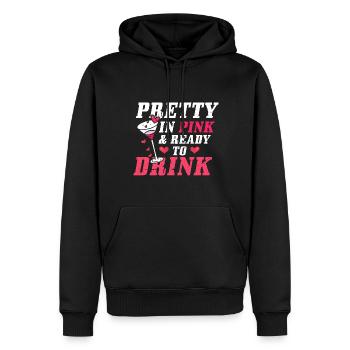 Pretty in pink and ready-to-drink T-shirts - Men’s Premium Organic Hoodie - black - Front - Nico (187cm)