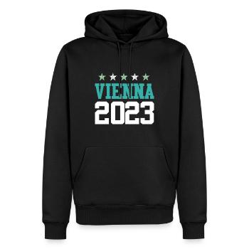 Vienne 2023 Vienne - Sweat à capuche Premium bio Homme - noir - Devant - Nico (187cm)