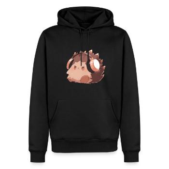 Niedlicher Igel mit Kopfhörern - Männer Premium Bio Hoodie - Schwarz - Vorne - Nico (187cm)