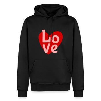 Herz Love Valentinstag - Männer Premium Bio Hoodie - Schwarz - Vorne - Nico (187cm)