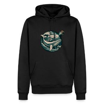Nautisches Abenteuer Ozean Wellen und Wale - Männer Premium Bio Hoodie - Schwarz - Vorne - Nico (187cm)