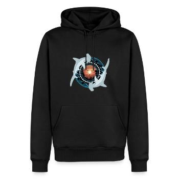 Hammerhai Hawaiianisch - Männer Premium Bio Hoodie - Schwarz - Vorne - Nico (187cm)