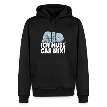 ICH MUSS GAR NIX Elefant - Männer Premium Bio Hoodie - Schwarz - Vorne - Nico (187cm)